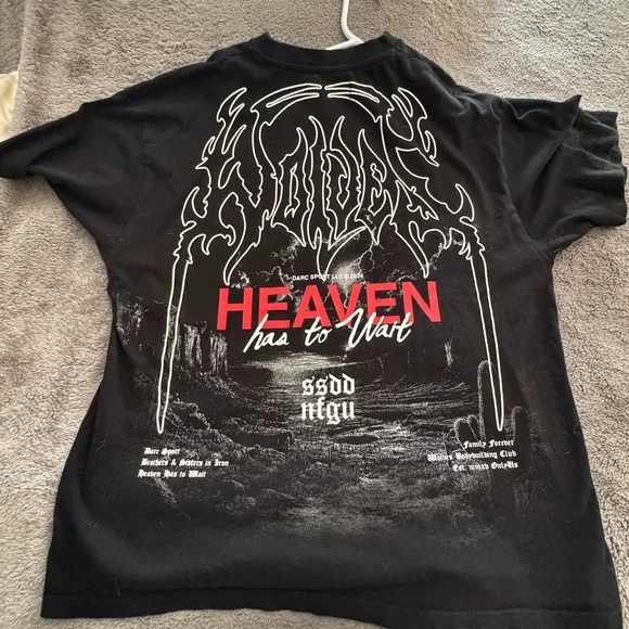 Darc Sport Black Short Sleeve Graphic Tee Heaven has to Wait Size 3 XL - Picture 3 of 3
